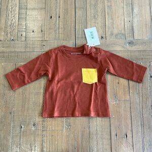 Wild Wawa rust long sleeve pocket tee nwt